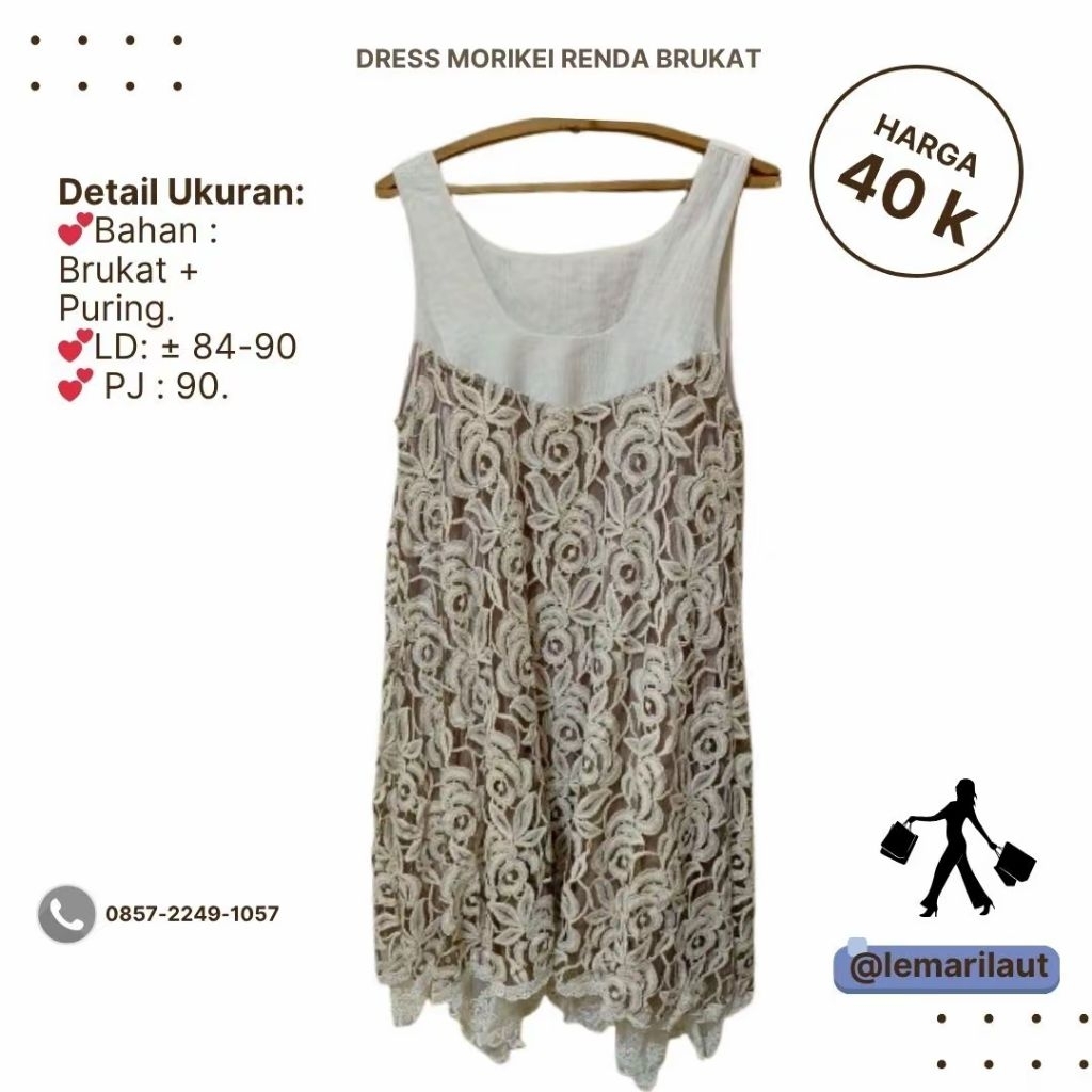 Dress Morikei Brukat Wanita | Dress Renda Puring | Midi Dress Murah