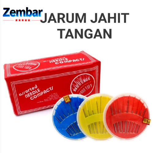 Jarum Jahit Tangan Set Wadah Bundar | Jarum Jahit Lengkap & Praktis