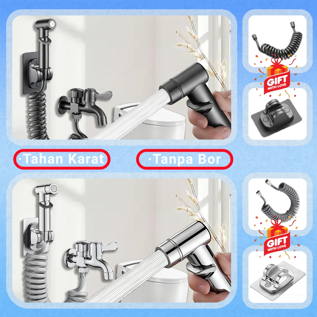 Jet Shower Closet SUS304 1 Set Kran Cabang Shower 2 Kran Air Double Kran Closet Duduk Kamar Mandi
