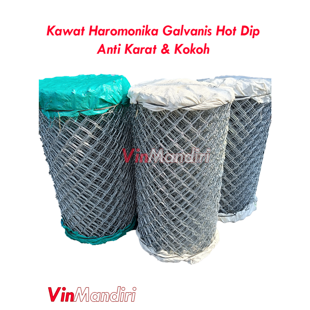 Kawat Harmonika Galvanis Tinggi 2 Meter Panjang 35 Meter Lubang 5 CM
