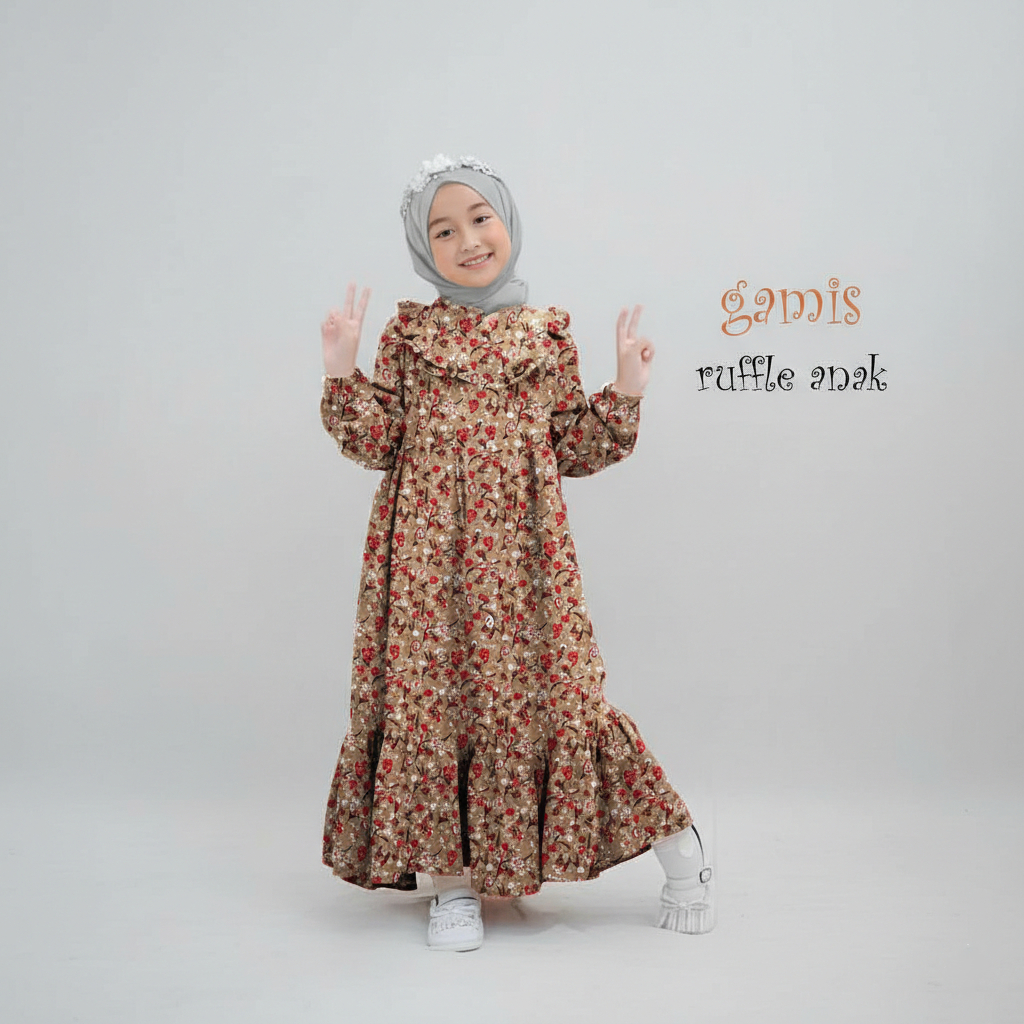 GAMIS ANAK RUFLLE MIX RUMBAI CANTIK SAVINA MAXY KIDS UNTUK USIA 5~12 TAHUN GAMIS ANAK TERBARU