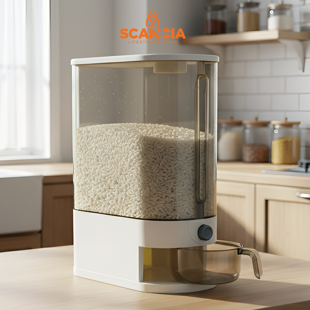 SCANDIA Tempat Beras Rice Container 10 Kg 17.5x30.8x40Cm White - tempat beras tempat beras rice cont