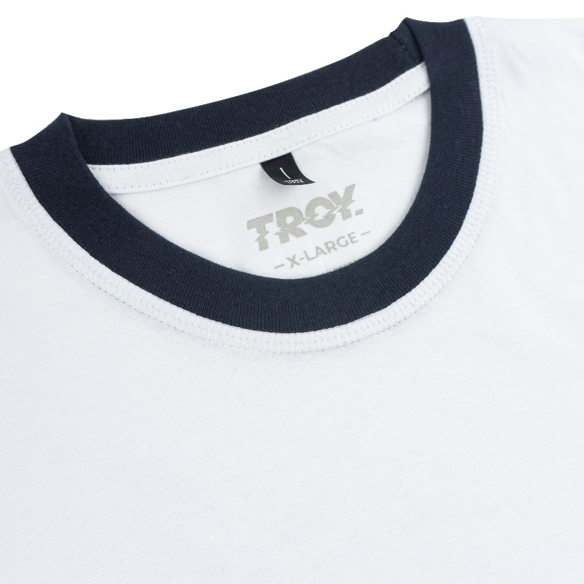 Troy Company Double Sleeve Longsleeve Tshirt White Navy Neo Japan - Kaos Lengan Panjang Kaos Putih DSD 3494