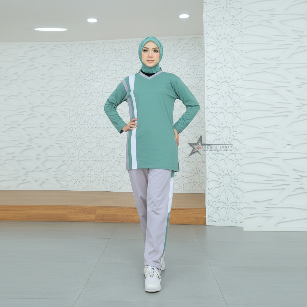 Kaos Training Setelan Olahraga Senam Tunic Wanita Muslimah / Setelan Olahraga Muslimah
