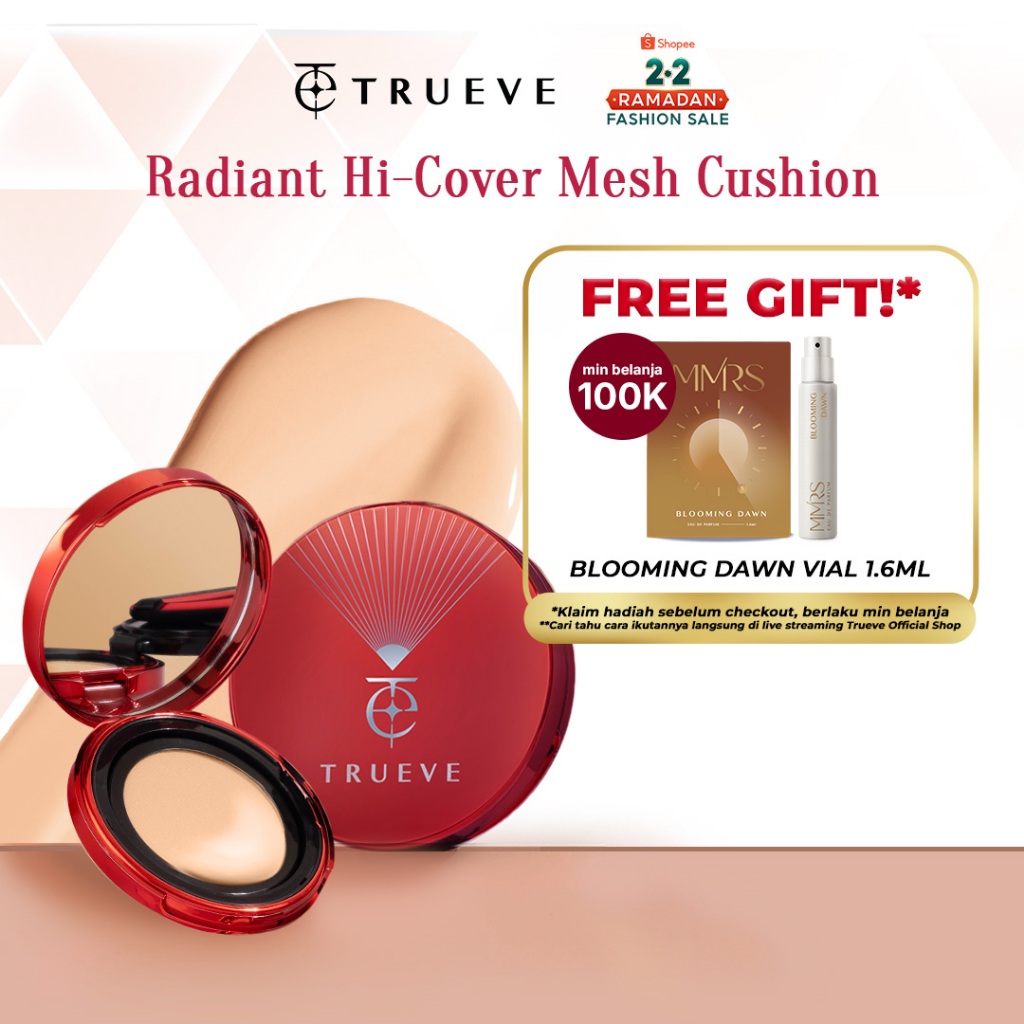 TRUEVE Radiant Hi-Cover Mesh Cushion - High Coverage Tahan Lama, Minim Oksidasi, Poreless Radiant Gl
