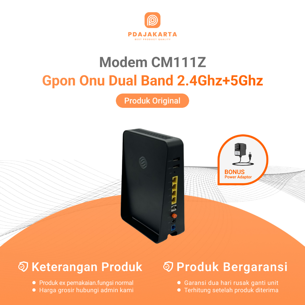 Modem ZTE CM111Z Gpon Onu Dual-Band 2.4Ghz dan 5Ghz | Modem Bekas Original Bonus Adaptor