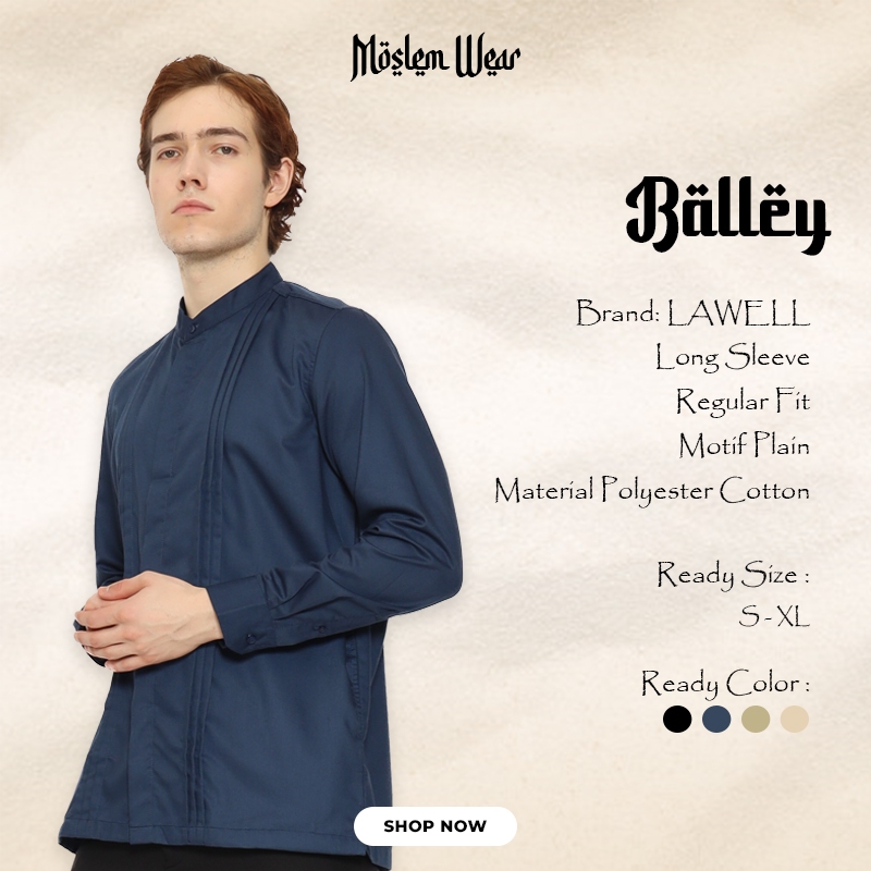 [7] LAWELL BALLEY-L Baju Koko Pria Lengan Panjang Regular Fit Tekstur Halus