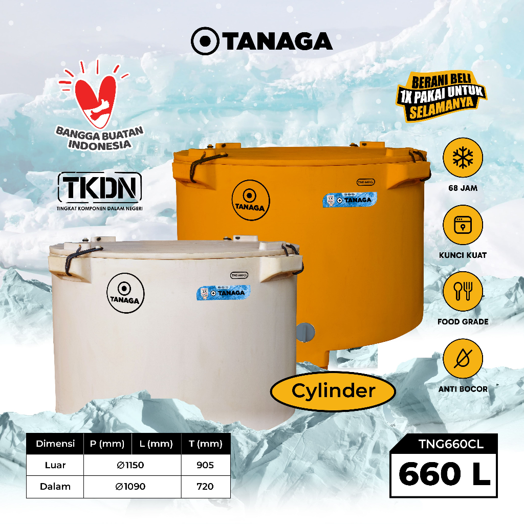 TANAGA Cooler Box 660CL Termos Coolbox Ice Box Es Batu Daging Ikan Pendingin Tahan Lama