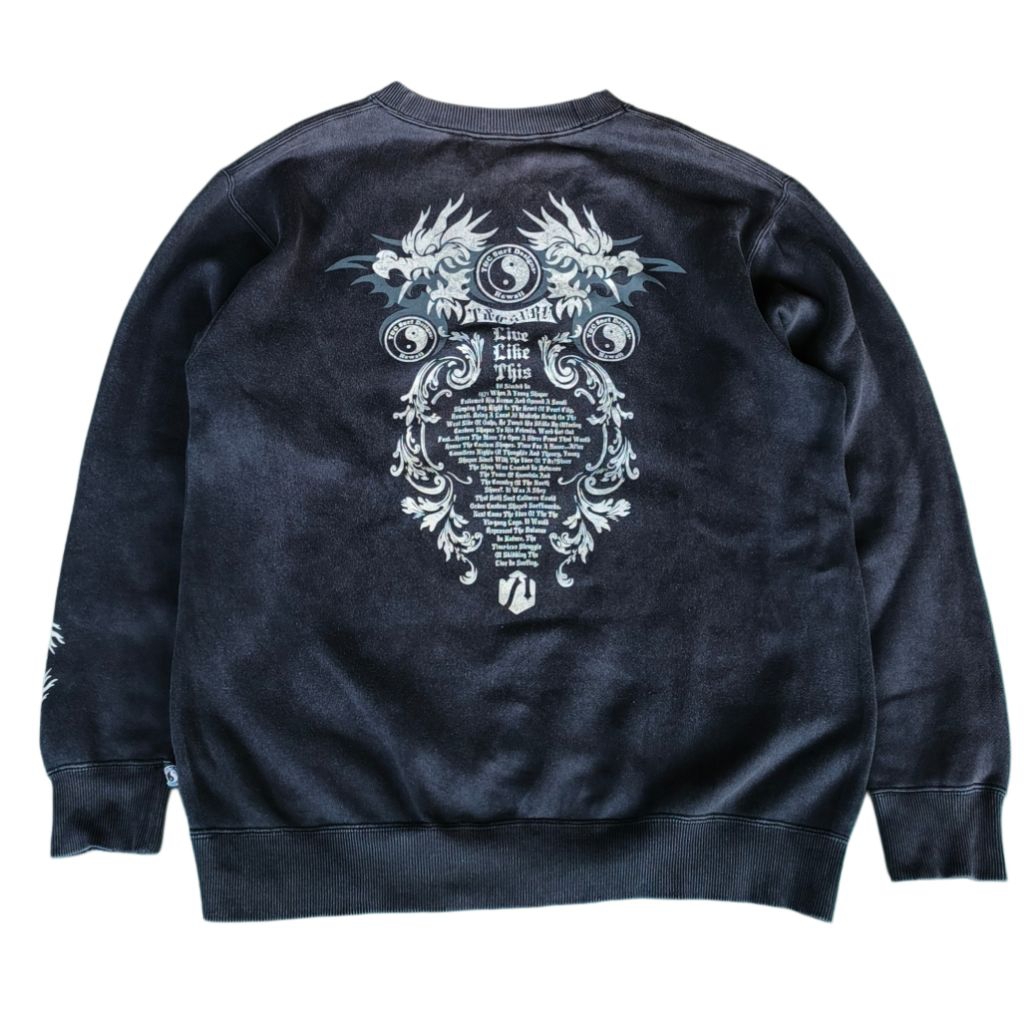 T&C surf crewneck switer sweater tulisan gambar art poem dragon naga vintage goth skate emo punk y2k