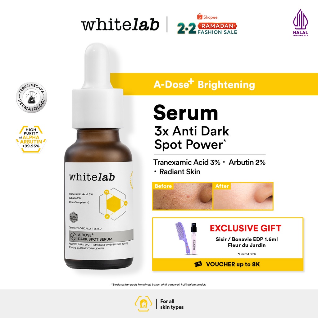 Whitelab Serum Arbutin Anti Dark Spot Flek Hitam - Serum Glowing Pencerah Wajah Bekas Jerawat