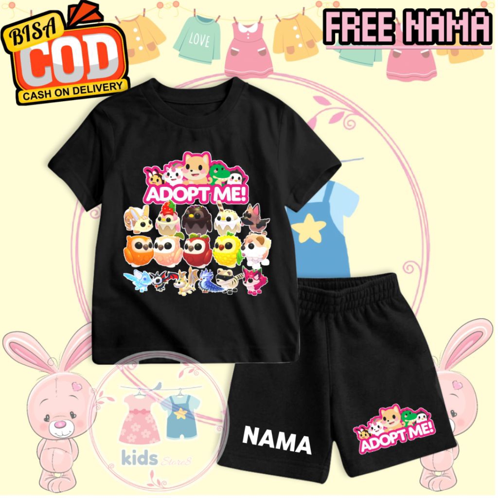 SETELAN CELANA KAOS ANAK ROBLOX ADOPT Me PET LUCU STELAN ANAK UNISEX