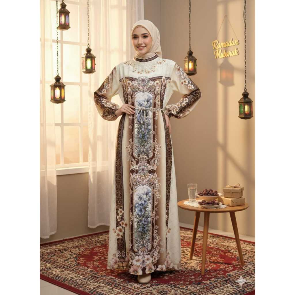 Gamis Wanita Premium Full Printing Motif Floral | 33