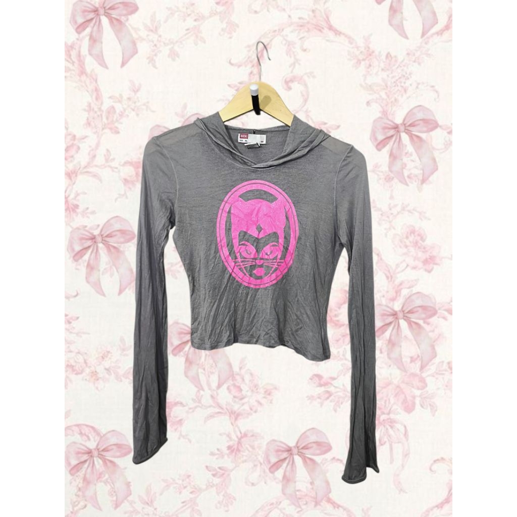 Diesel y2k Longsleeve Hoodie Crop Top 2000's Streetwear Style