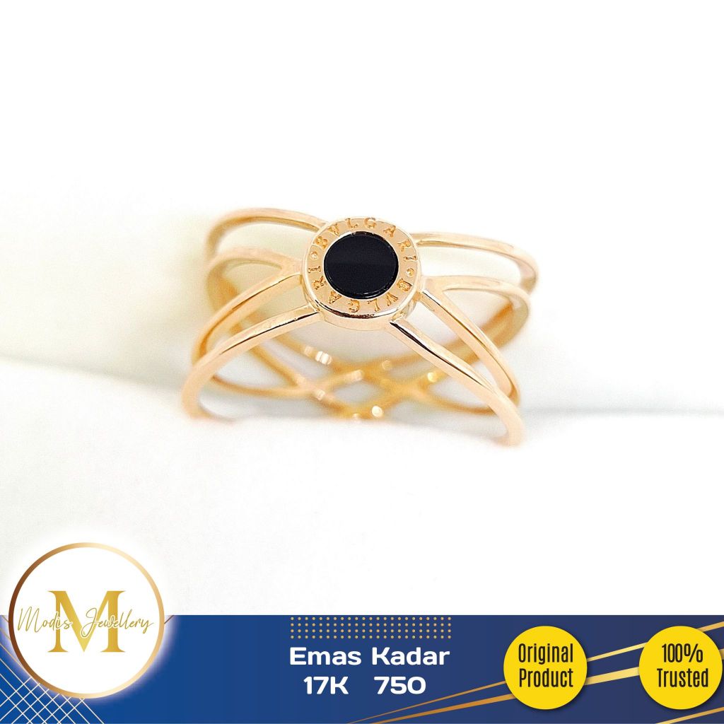 MODIS JEWELLERY - Cincin Coiin Double Silang Italy IT Rosegold - Emas 17k 750