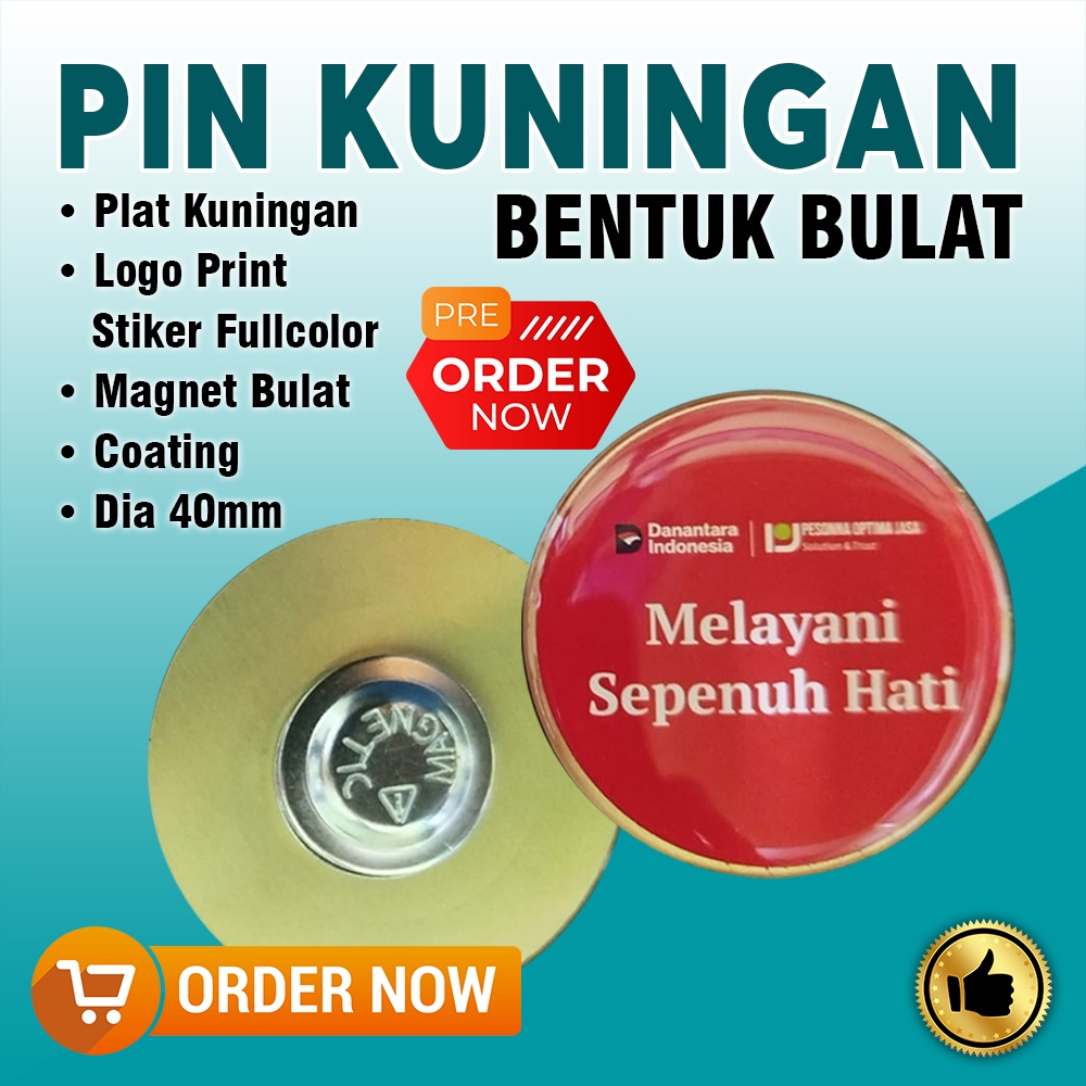 CUSTOM PIN KUNINGAN BULAT 45MM