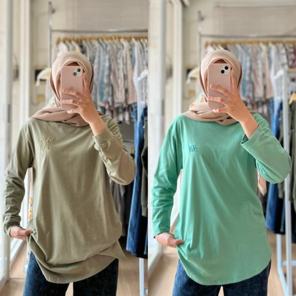 Kaos HnM Wanita kaos Lengan 7/8 Kaos Wanita Catton Combed 24s Kaos Viral Kaos Polos Wanita Kaos Phen