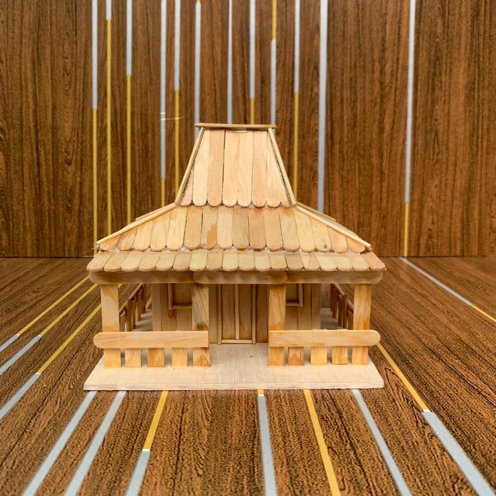 MINIATUR RUMAH ADAT JOGLO DARI STIK ESKRIM GRADE A
