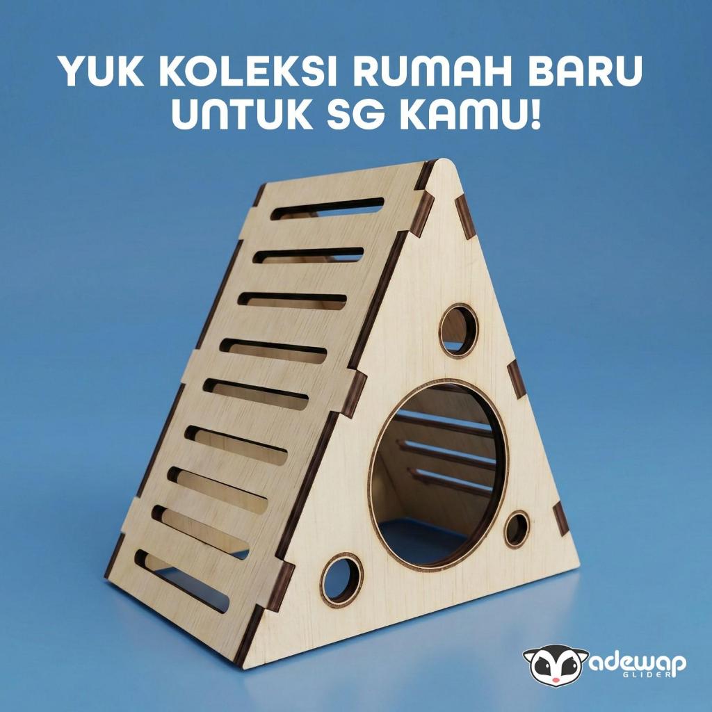ADEWAP GLIDER Piramida Laser Cut Rumah Kayu Sugar Glider Hamster Marmut Tempat Bersembunyi & Bermain Hewan Kecil