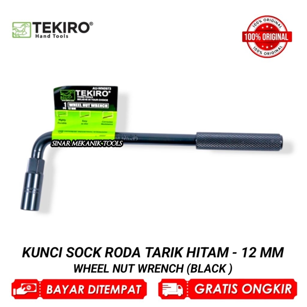 TEKIRO Kunci Shock Roda Tarik Hitam Ukuran 12 mm / Kunci Roda Original