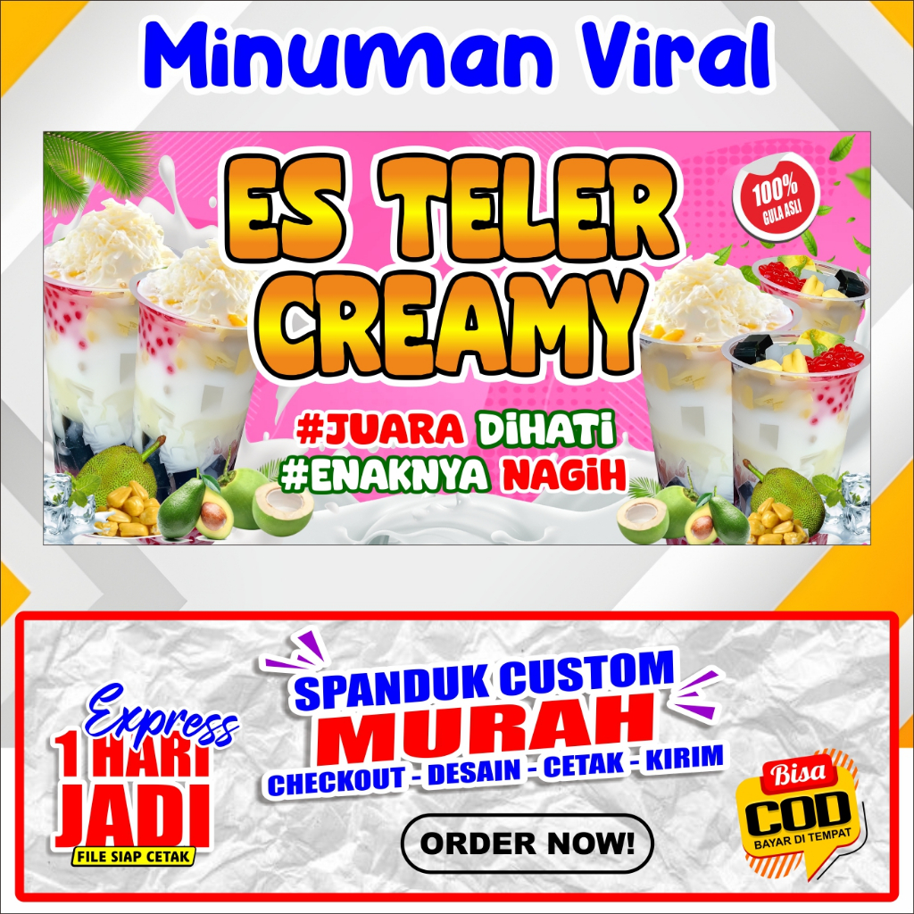 Banner ES TELER, Spanduk ES TELER VIRAL / Banner ES TELER, Spanduk ES TELER, COD