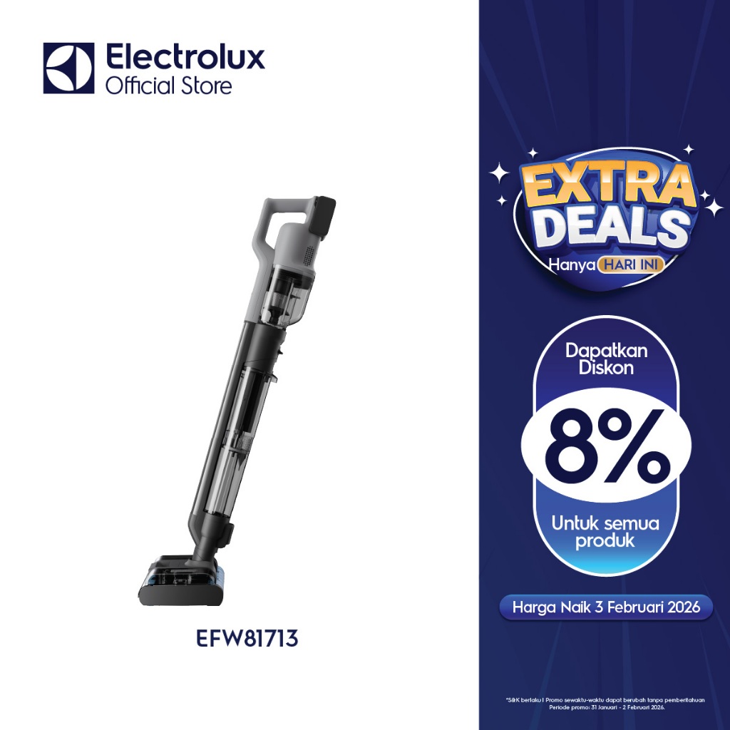 Electrolux EFW81713 Vacuum Cleaner Basah Kering Tanpa Kabel