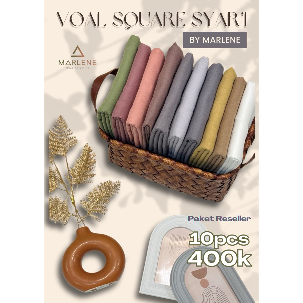 Marlene - Hijab Segiempat Voal Polos Jumbo Syar'i Paket Reseller