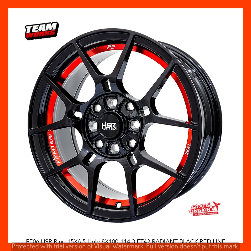 PAKET PELEK PLUS BAN RING 15 MOBIL BRIO EVALIA LIVINA JAZZ AGYA HSR TYPE FE06 VELG R15 BLACK RED