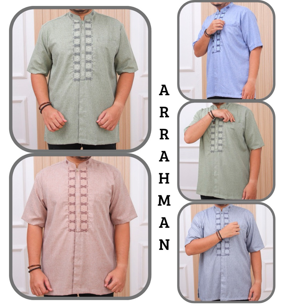 ARRAHMAN ~BAJU KOKO PRIA LENGAN PENDEK , BAJU KOKO KATUN , KOKO BORDER , BAJU KOKO ADEM , KOKO PREMI