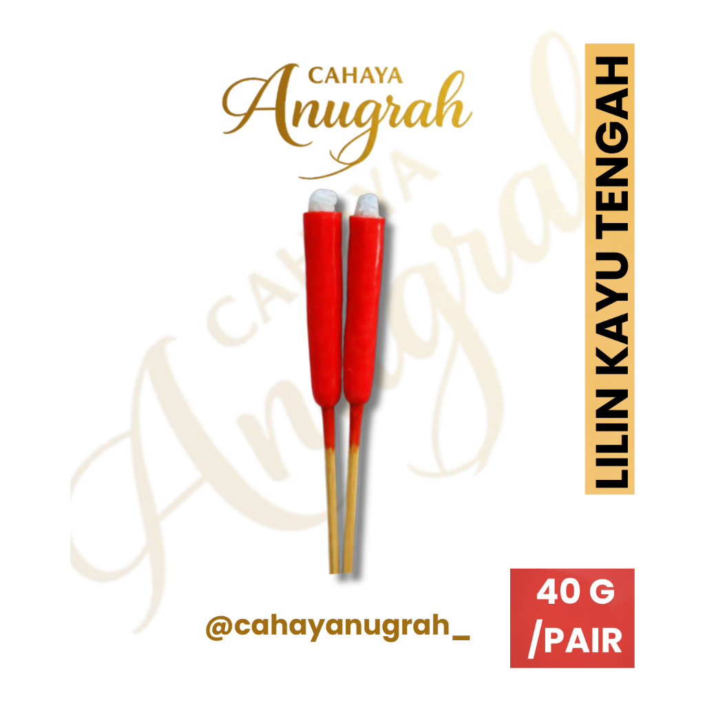 Lilin KAYU Sembahyang Kwantong - SEDANG - ORI KAPAS- ORI KAYU - BUKAN DAUR ULANG- TAHAN ANGIN- 1 PAS