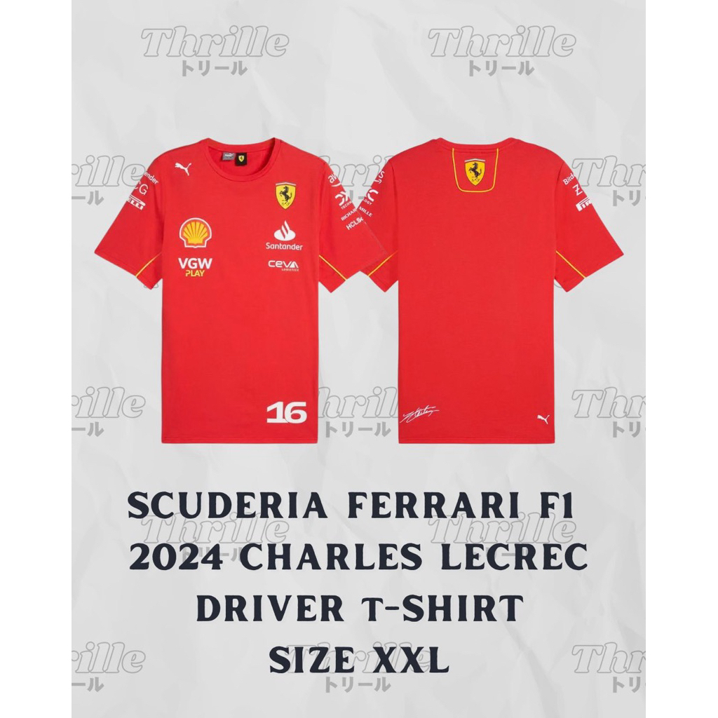 Kaos Scuderia Ferrari F1 2024 Puma Charles Leclerc Driver T Shirt Original