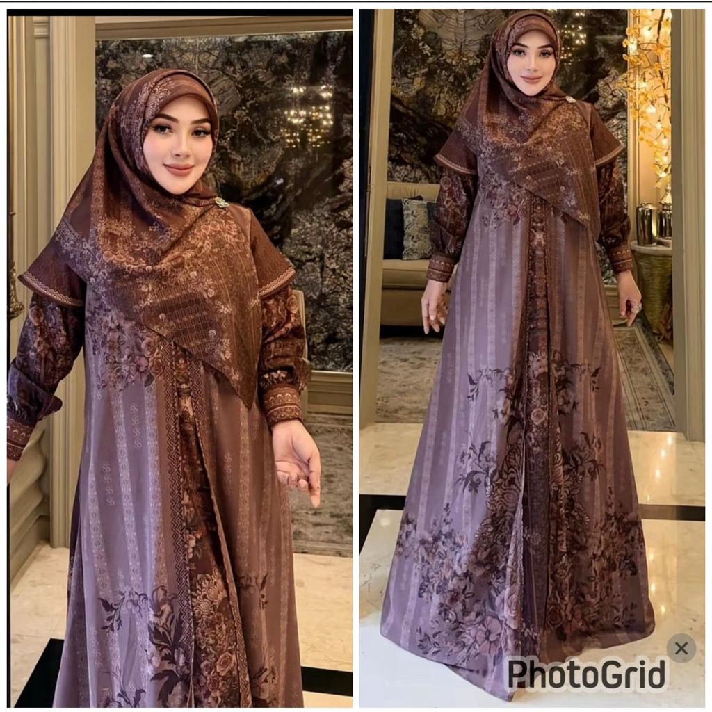 SHELLASAUKIA GAMIS SET HIJAB PRINTING TERBARU