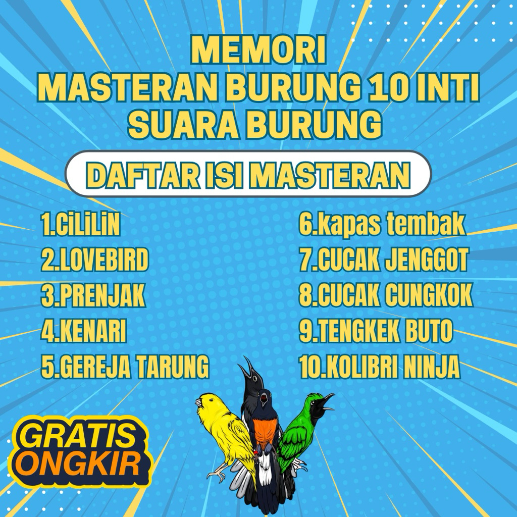 MP3 MASTERAN BURUNG 10inti SUARA BURUNG