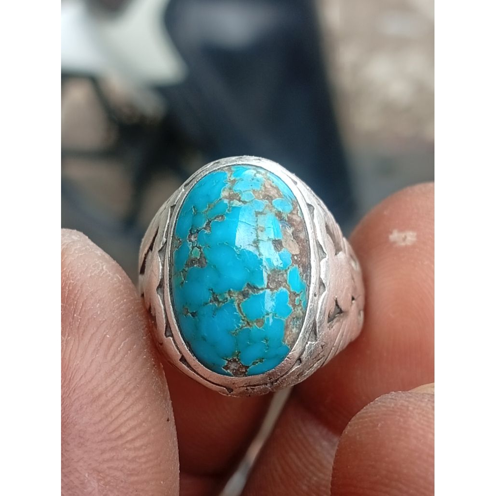 batu pirus persia lawas ring perak
