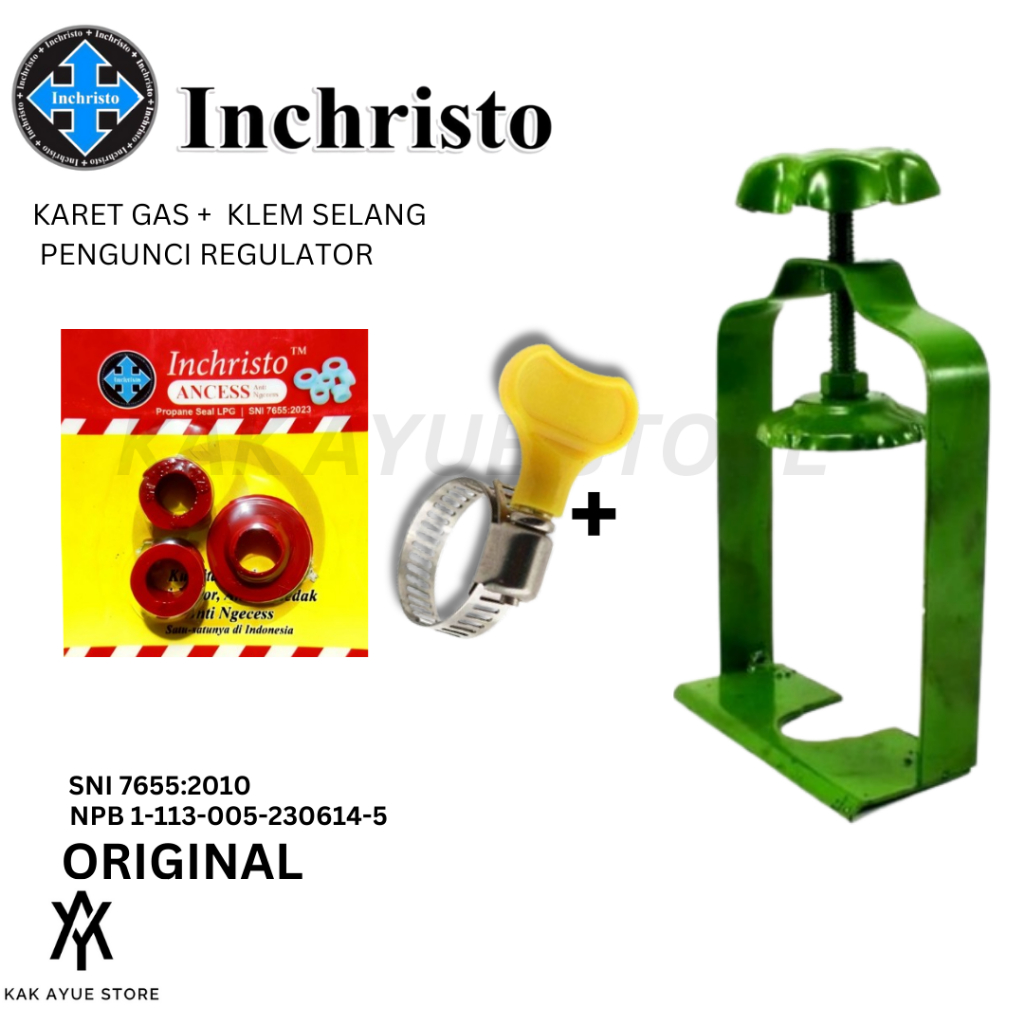 [PAKET 3] karet gas inchristo + klem selang + pengunci regulator
