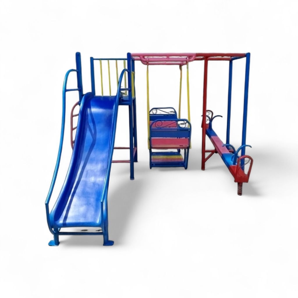 Mainan Anak Playground 3 in 1 Besi Pasuruan dengan Ayunan Perusutan dan Jungkitan untuk Kegiatan Out