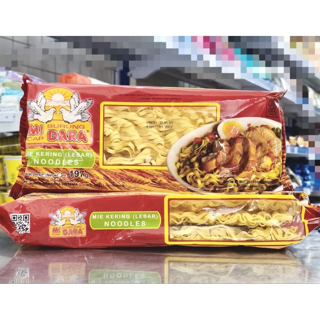 Mie Burung Dara Pipih 200gr/Mie Burung Dara Original 200gr/Mie Kering Pipih Burung Dara 200gr/Mie Bu