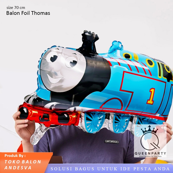 Balon Foil Thomas Biru / Balon Kereta Thomas and friends / Foil Balon karakter Train  biru thomas