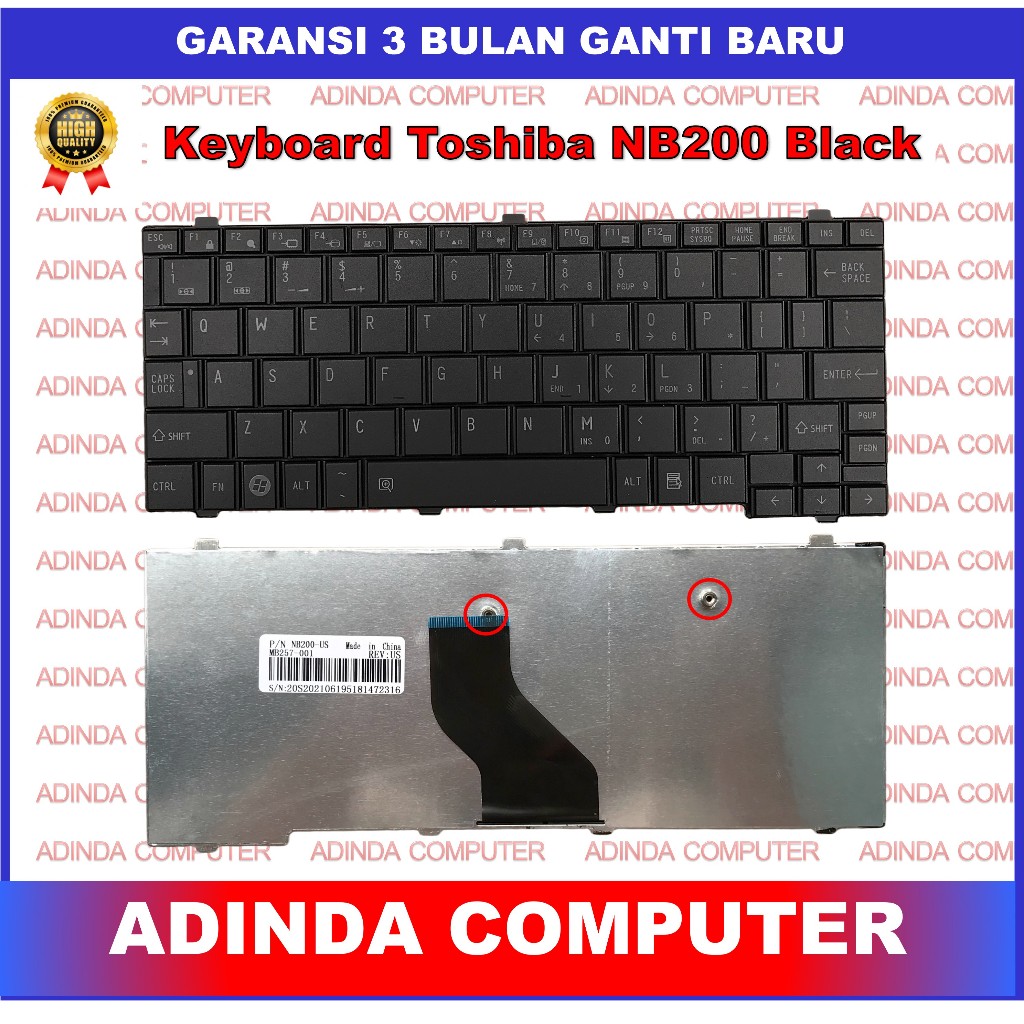 Keyboard Toshiba NB200 NB201 NB205 NB250 NB500 NB505 NB510 Black