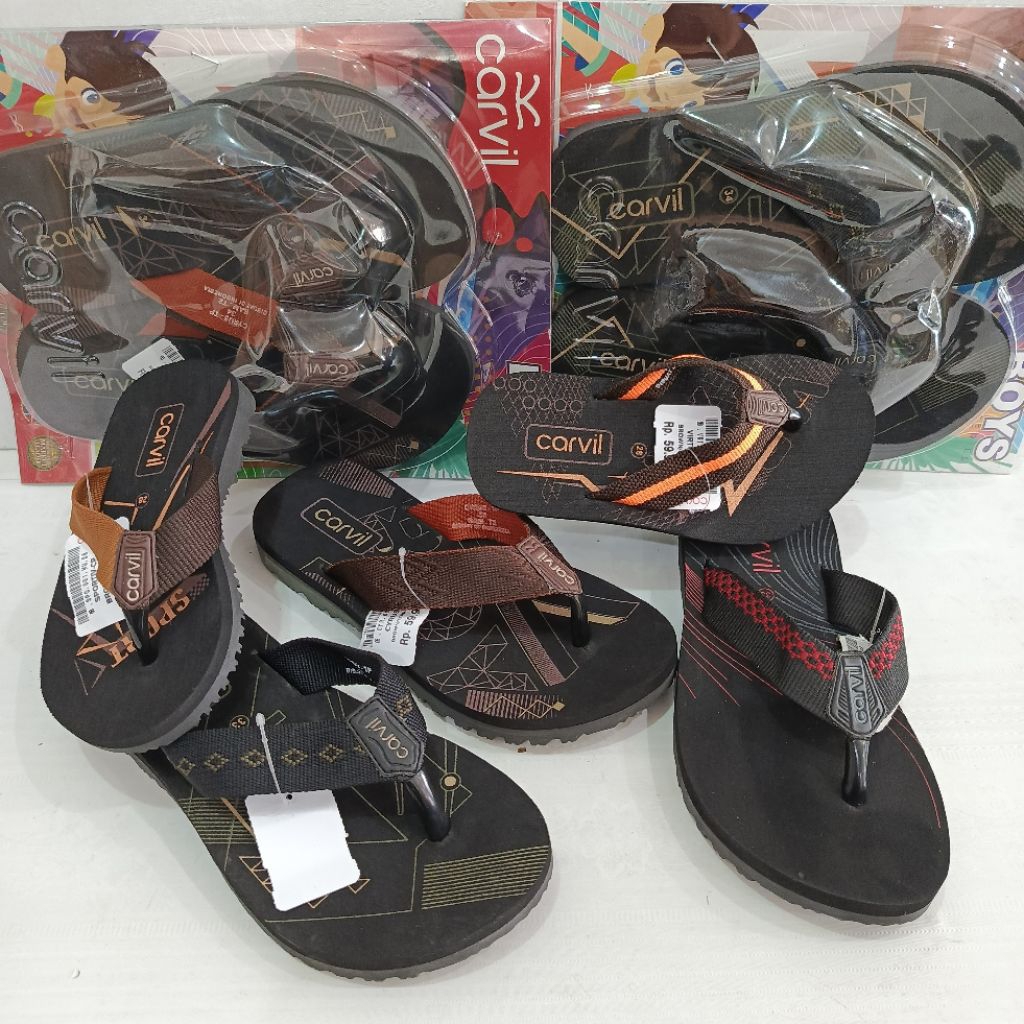 Sandal Jepit Harian Anak Merk Carvil size 28-37 | Sandal Carvil Anak | Carvil Cyrus | Carvil Emery |