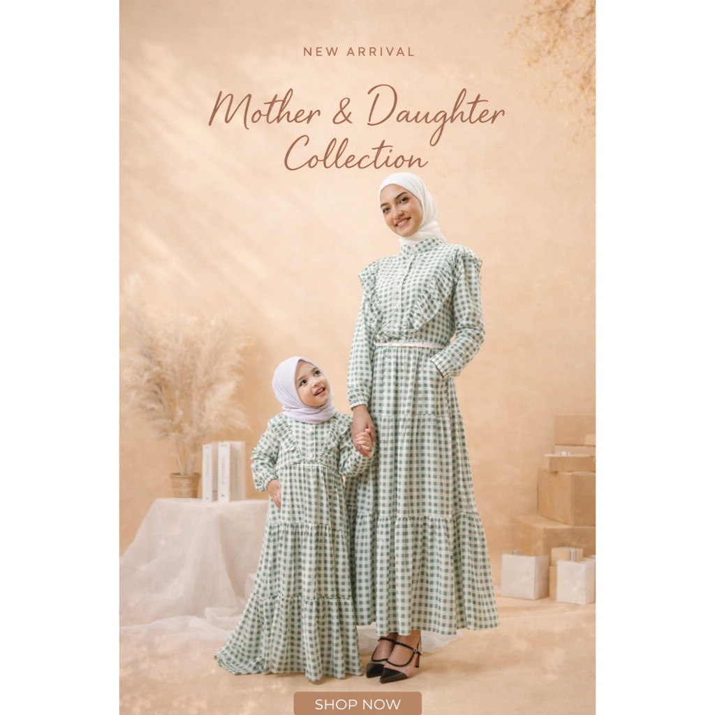 Sheera's Choice Gamis Couple Gingham Frill couple/gamis kotak rempel couple