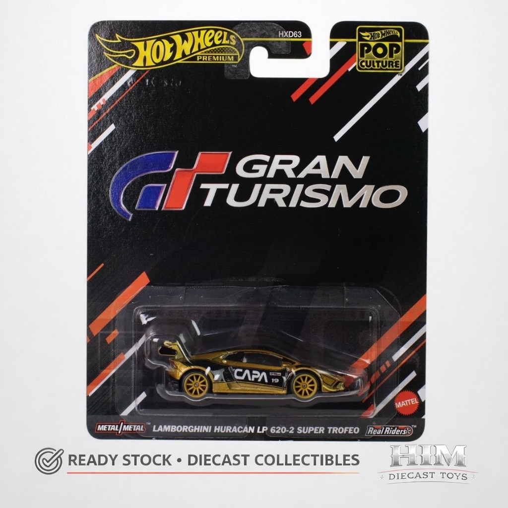 Hot Wheels Premium Pop Culture Lamborghini Huracan LP 620-20 Super Trofeo Gold Grand Turismo