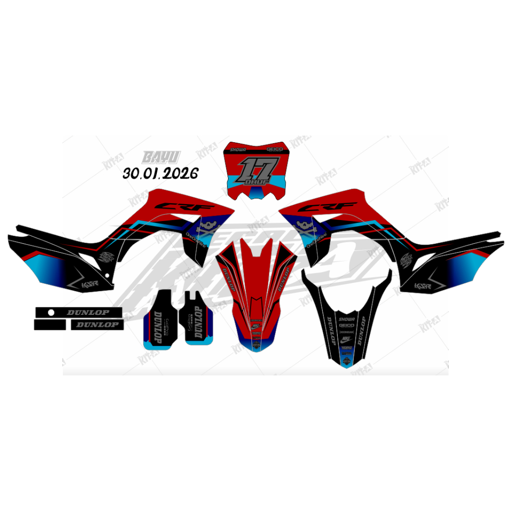 decal stiker full body keren CRF 150 L motif merah putih hitam abu