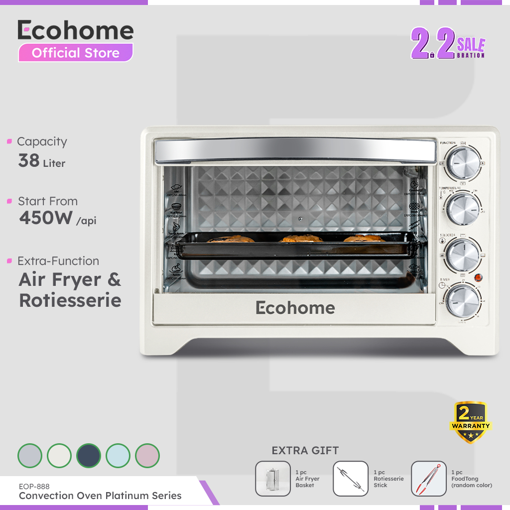 [INSTANT ONLY] ECOHOME Oven Platinum Series EOP888 38L with Air Fryer & Rotisserie Function Low Watt