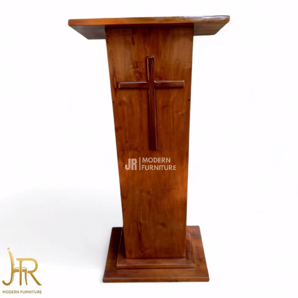 Podium Gereja Mimbar Sabda Ambo Mimbar Berdoa Minimalis Modern Kayu Jati | JR MODERN FURNITURE