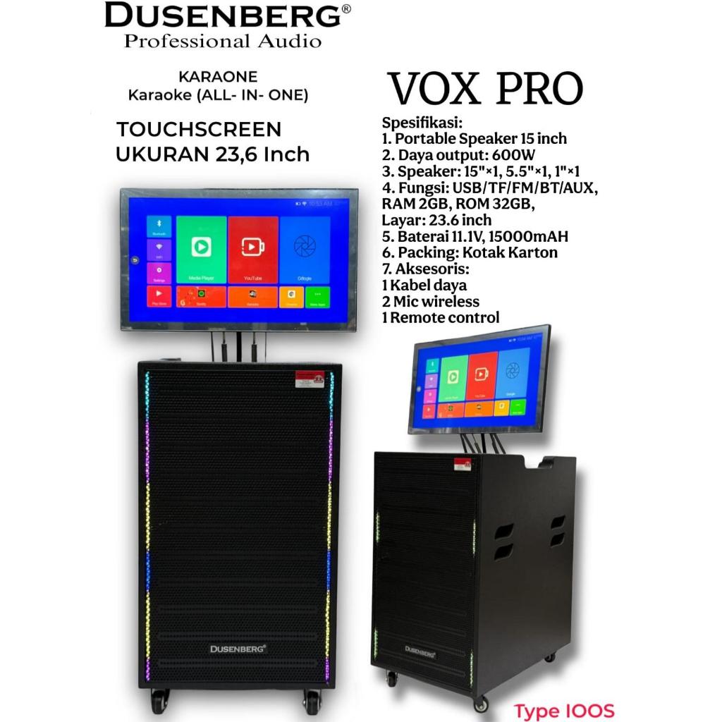 Speaker Portable Karaoke 15 Inch Dengan Layar Monitor Dusenberg VOX PRO
