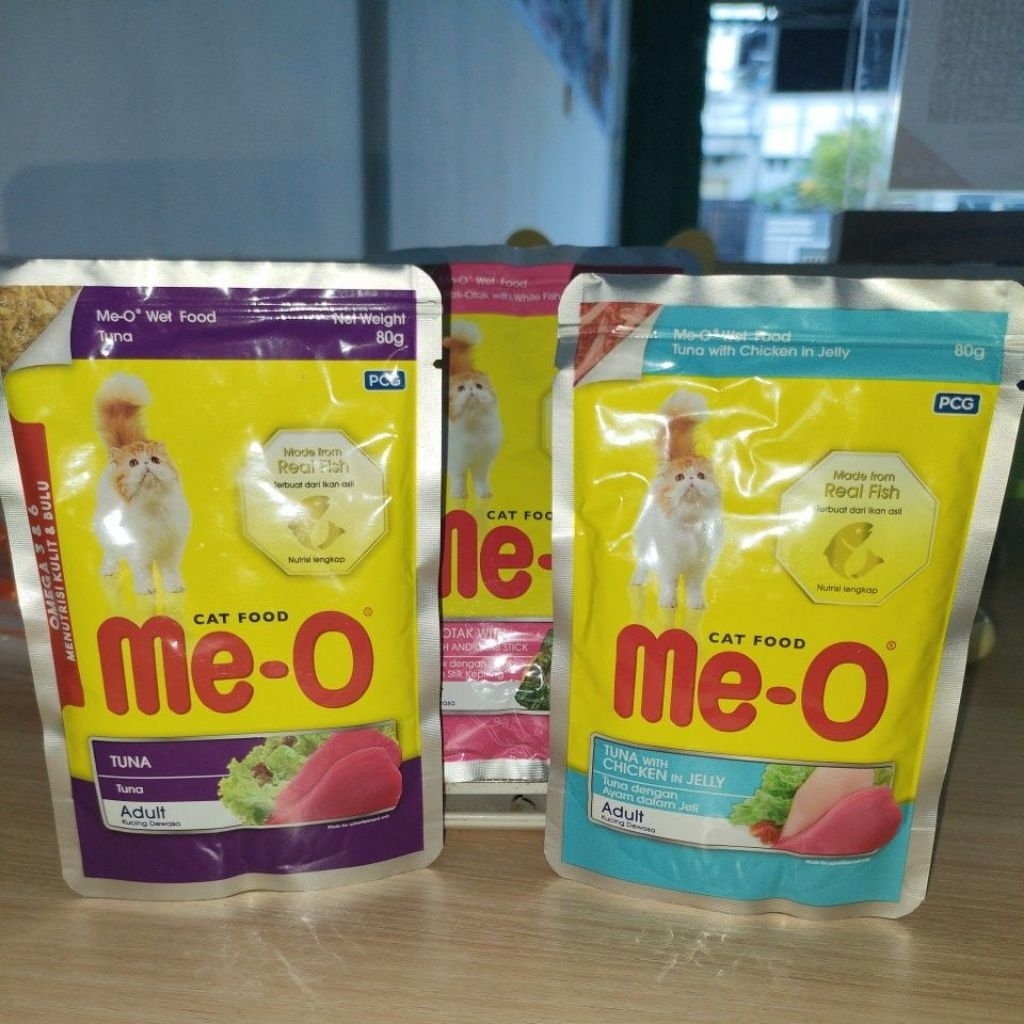 Me-O Pouch Makanan Kucing Basah 80g - Meo makanan basah kucing dengan Nutrisi Lengkap untuk Kucing D