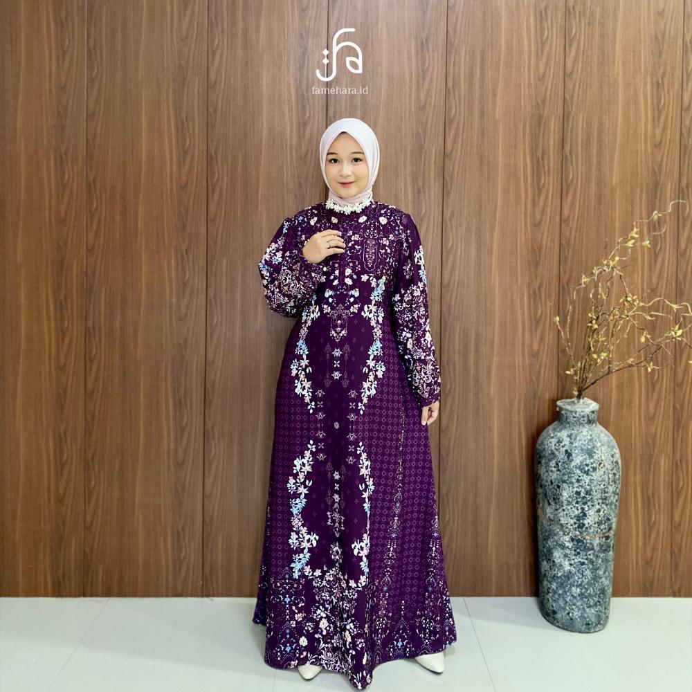 Famehara.id | Gauri Dress Wanita Lebaran Premium Elegant Busui Bumil