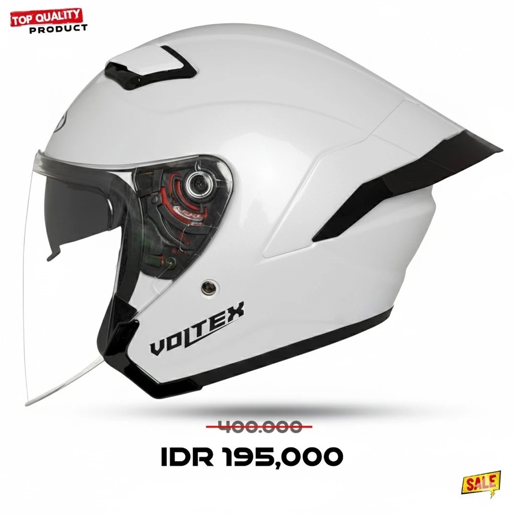 Helm MLA Voltex Putih Double Visor SNI Premium Helm peria/wanita dewasa