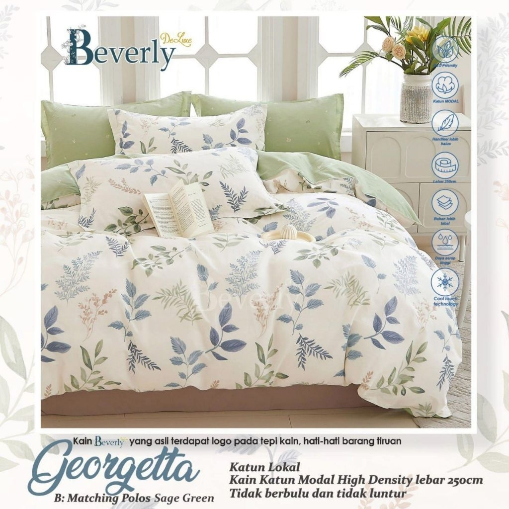 Set bedcover motif daun bahan katun lokal premium