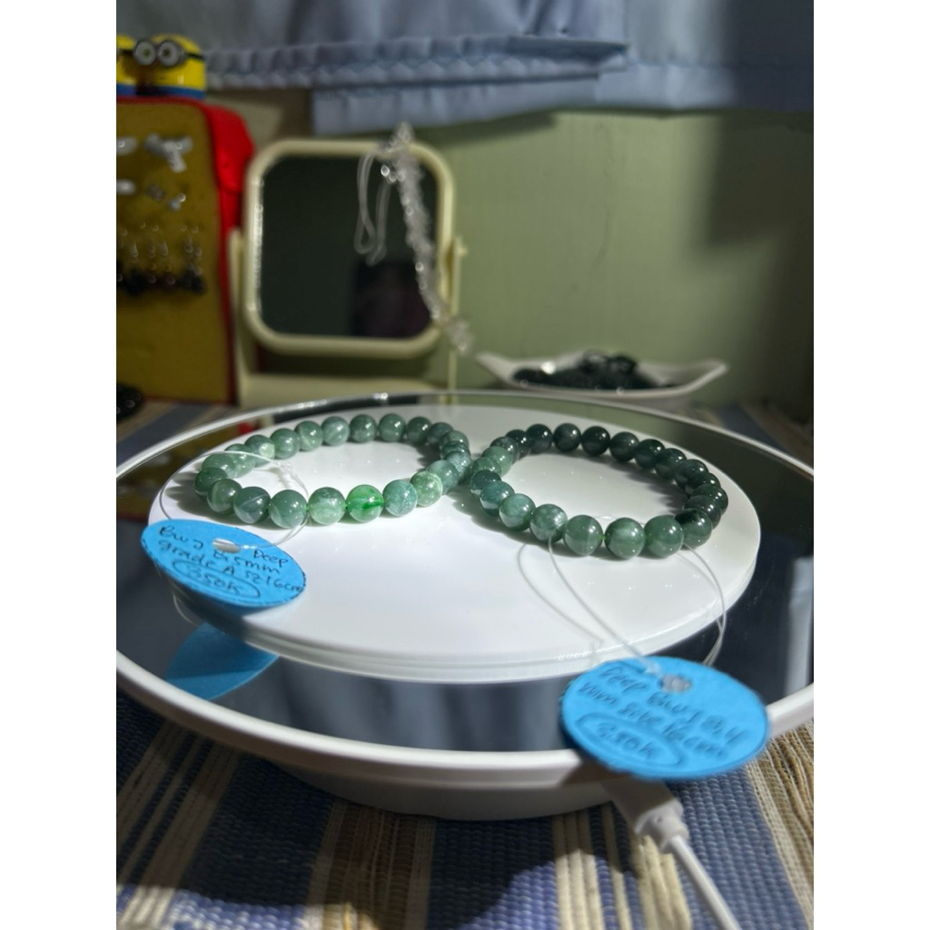 Gelang Giok Blue Water Jade Guatemala Grade A 100% Giok Asli